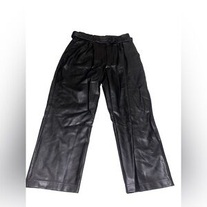 Abercrombie & Fitch Faux Leather Black High Waisted Paper Bag Straight Leg Large